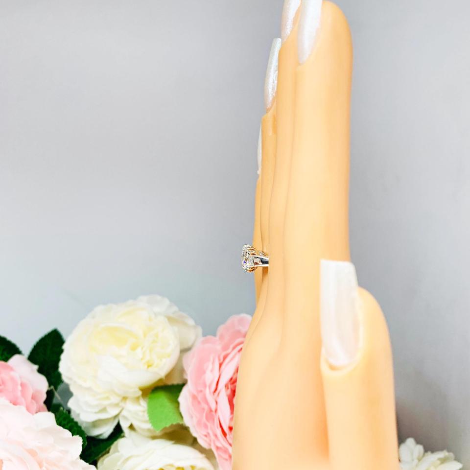 Cushion Cut CZ Engagement Ring – 7mm, 8mm, Sterling Silver, Double Prong