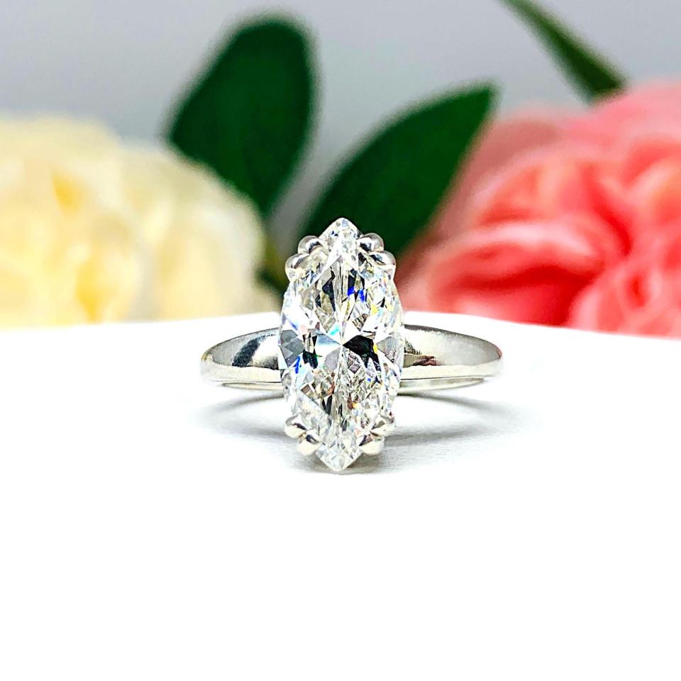 Marquise CZ Engagement Ring Size 6 – 14x7mm, Near Colorless, Sterling Silver