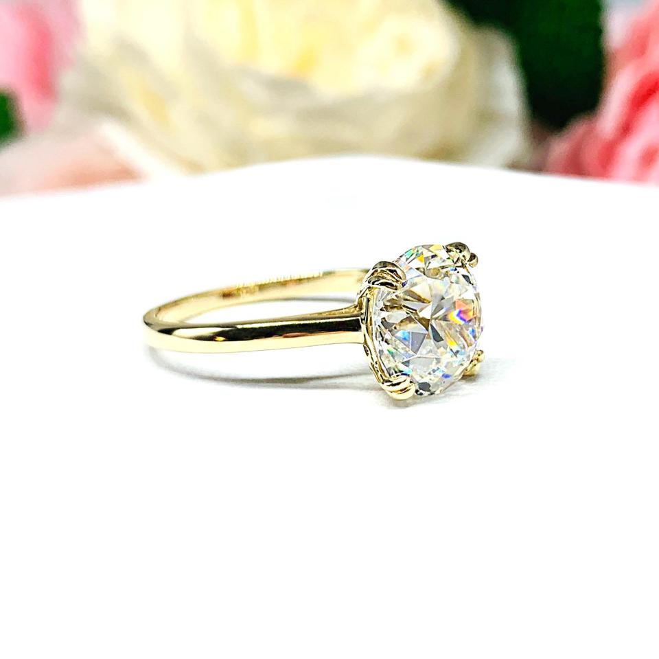 Old European Cut CZ Engagement Ring Size 8.25 – 10mm, 10k Yellow Gold