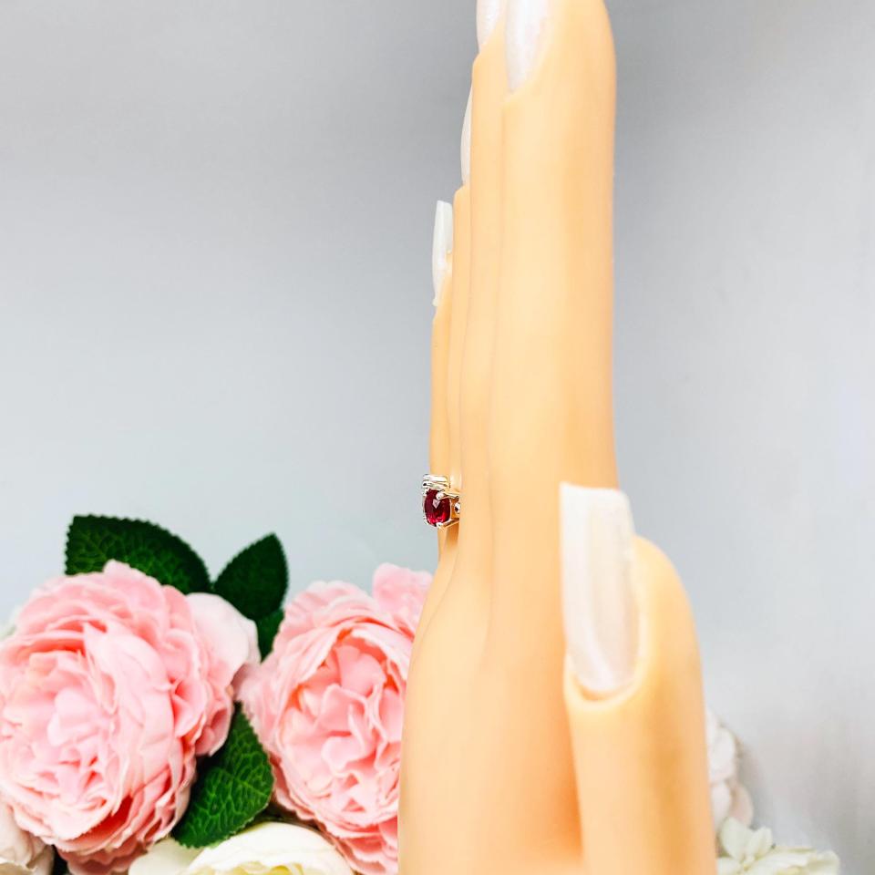 Pear-Cut CZ & Round Lab Ruby Toi Et Moi Ring • Sterling Silver