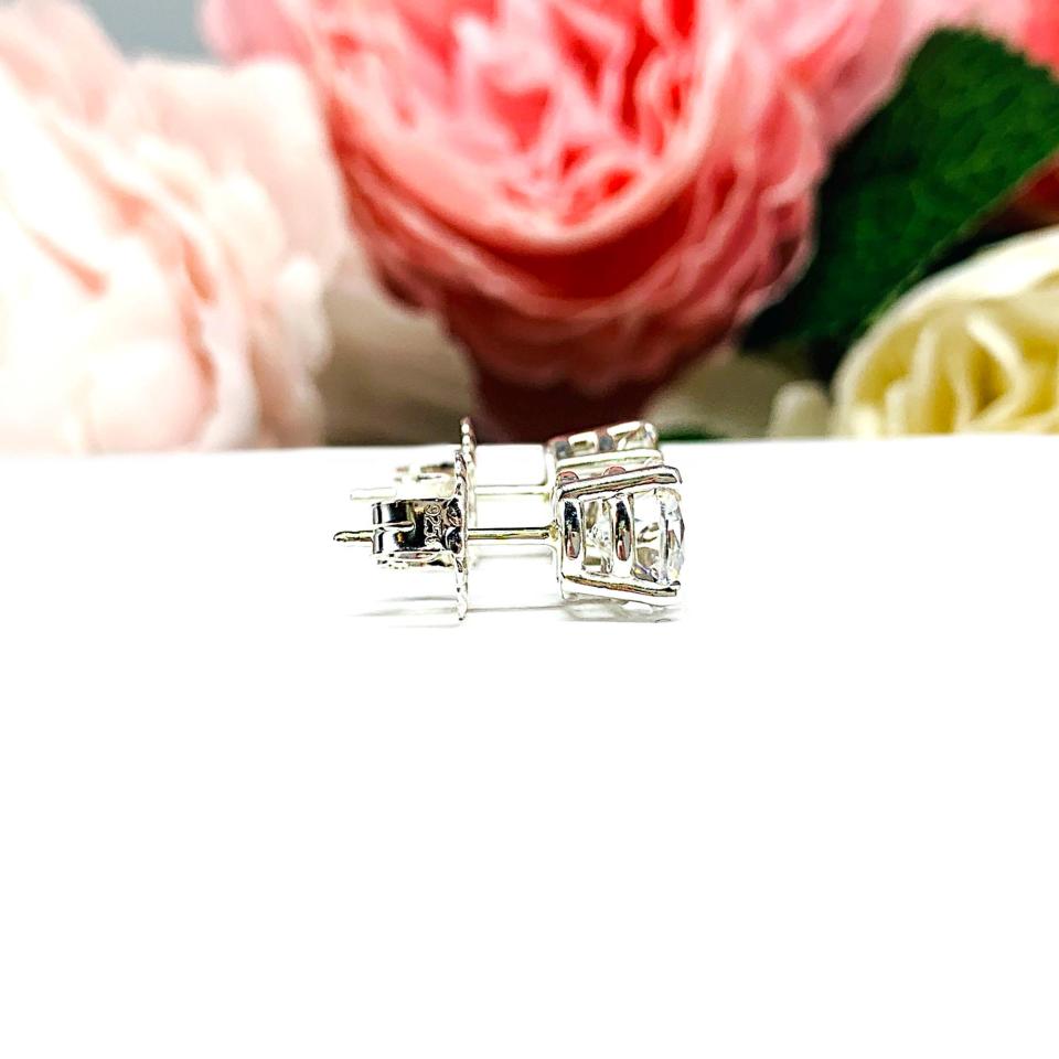 Old European Cut CZ Stud Earrings • 6.5mm—7.5mm, Near Colorless, Sterling Silver, 10k Gold