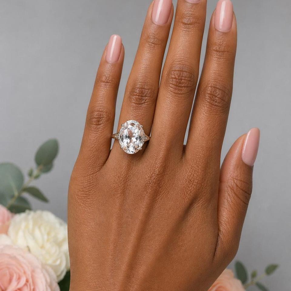 Oval-Cut White Topaz Solitaire Ring • 12x10mm—16x12mm, Sterling Silver