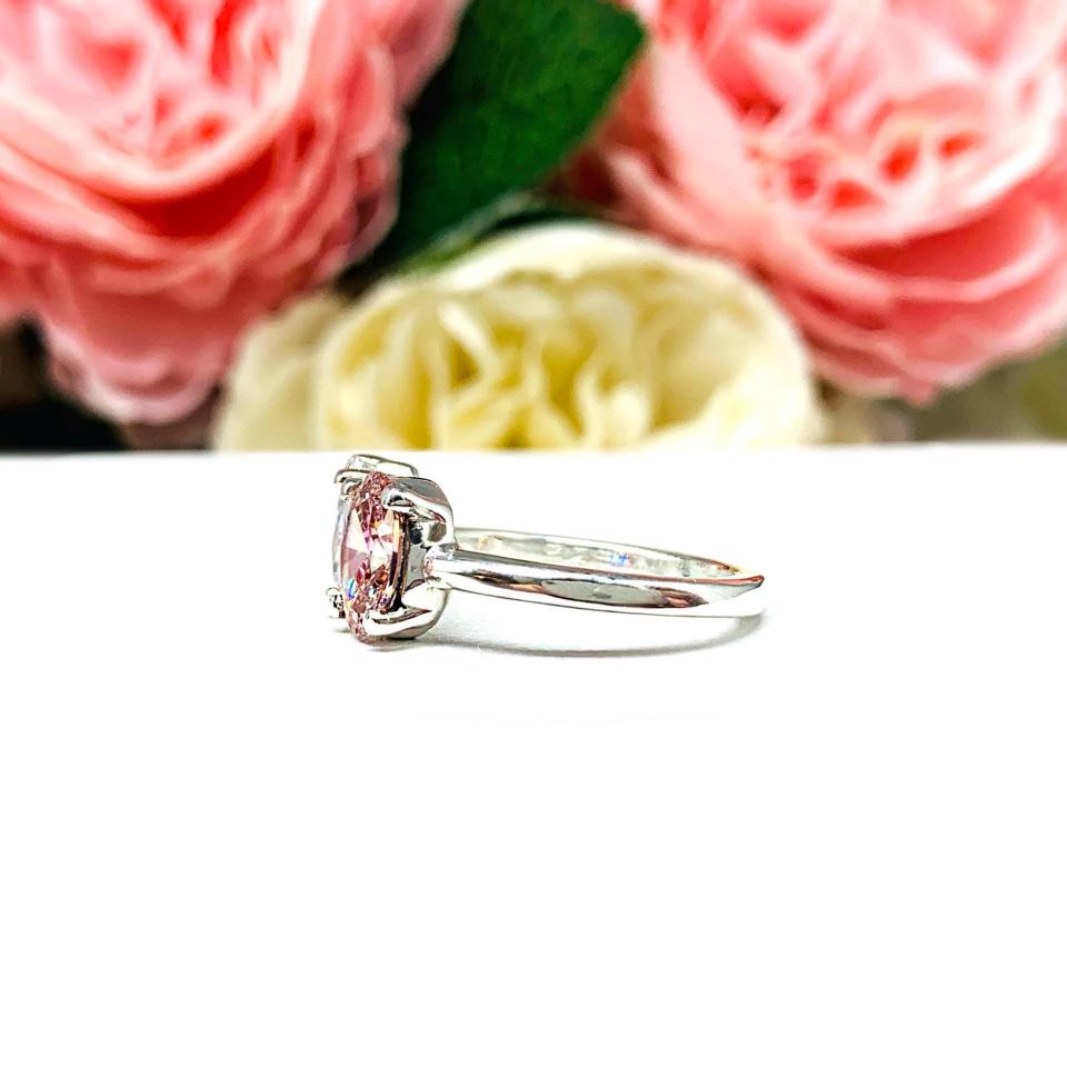 Pear & Oval-Cut CZ Toi Et Moi Ring • Morganite Pink, Sterling Silver