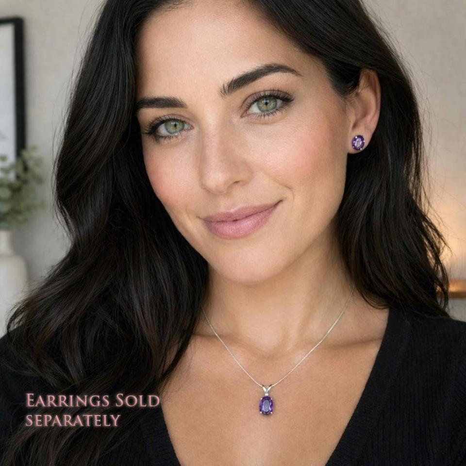 Oval-Cut Amethyst Pendant or Necklace • 7x5mm—10x8mm, Sterling Silver