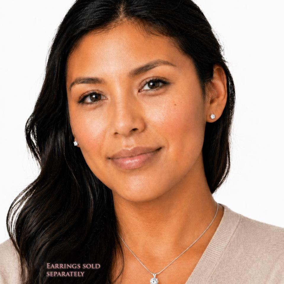 Round-Cut Lab White Sapphire Pendant or Necklace • 8mm—10mm, Sterling Silver