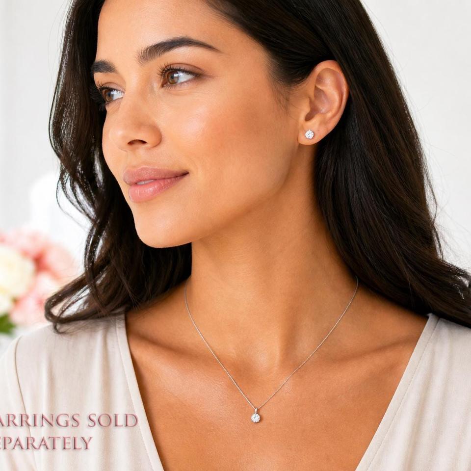 Round-Cut CZ 3-Prong Pendant or Necklace • 5mm—10mm, Sterling Silver