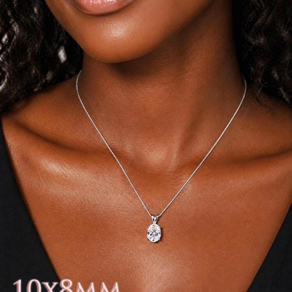 Oval-Cut CZ Pendant or Necklace • 8x6mm—14x10mm, Sterling Silver