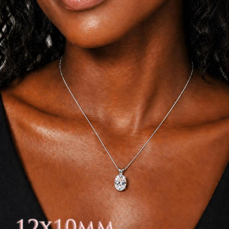 Oval-Cut CZ Pendant or Necklace • 8x6mm—14x10mm, Sterling Silver