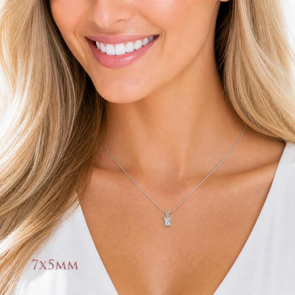 Radiant-Cut CZ Pendant or Necklace • 7x5mm—14x10mm, Sterling Silver