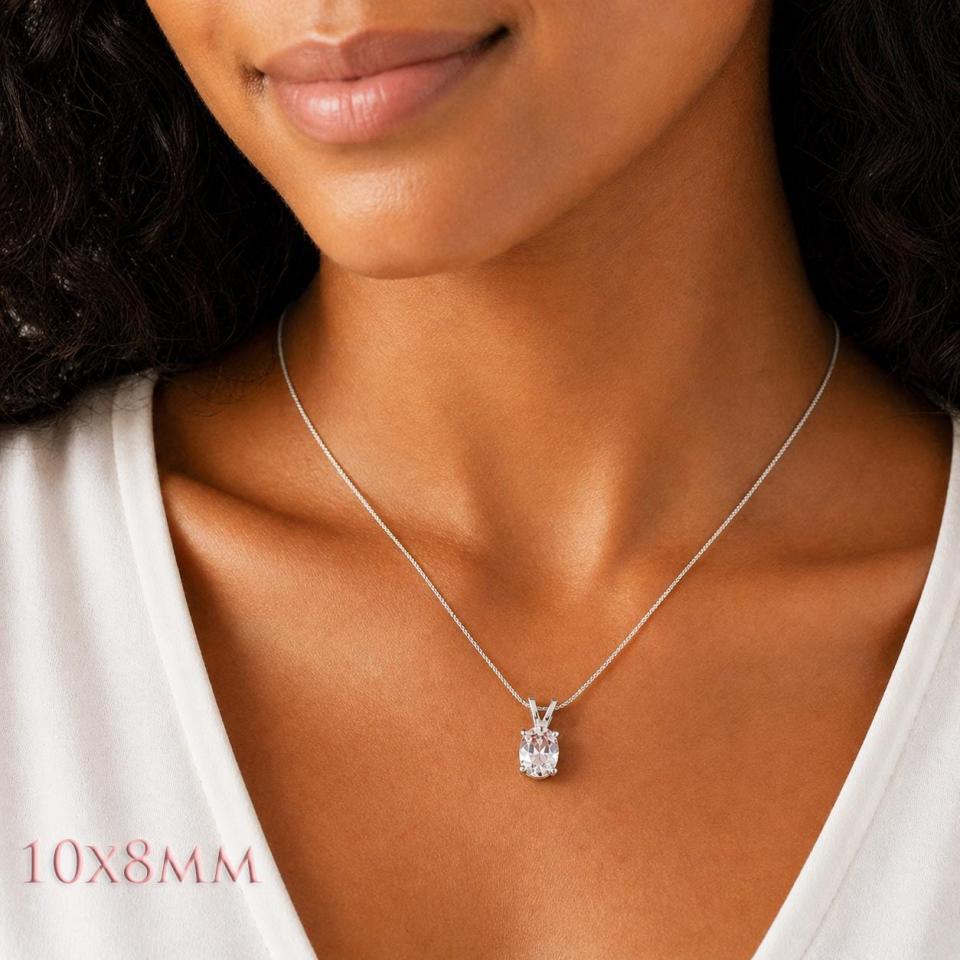 Oval-Cut White Topaz Pendant or Necklace • 8x6mm—14x10mm, Sterling Silver