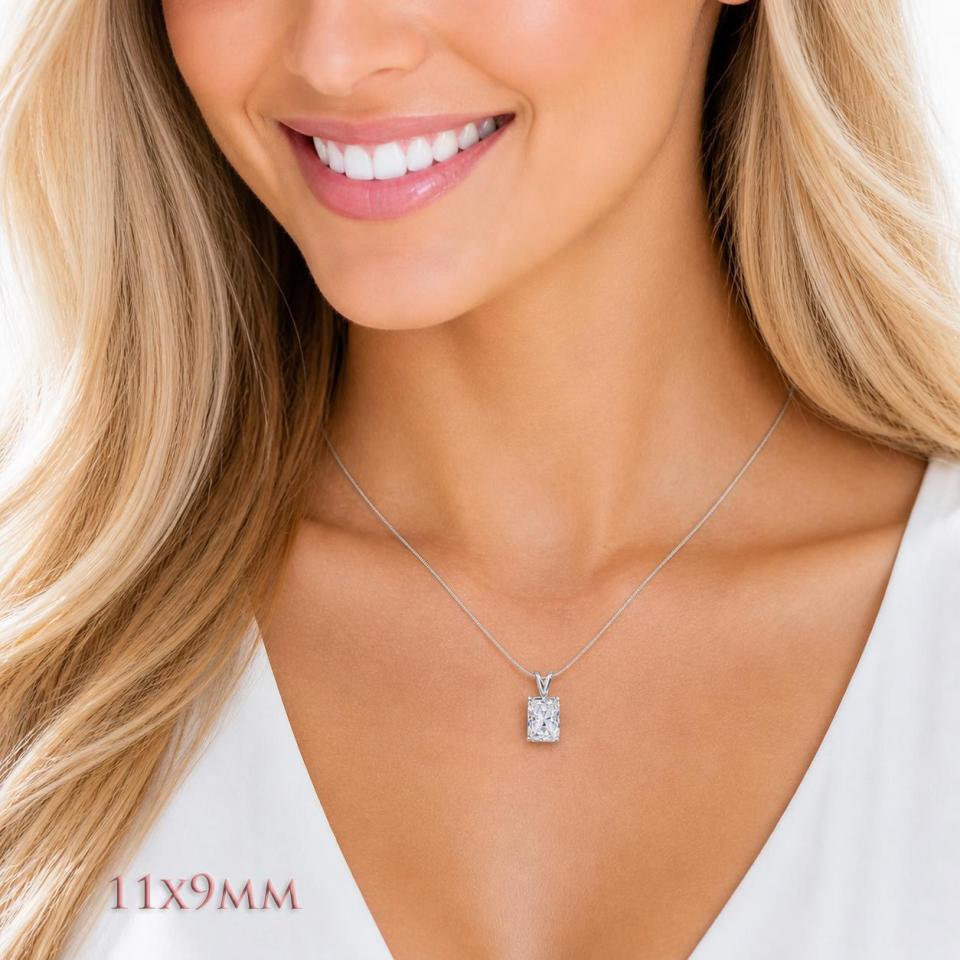 Radiant-Cut CZ Pendant or Necklace • 7x5mm—14x10mm, Sterling Silver