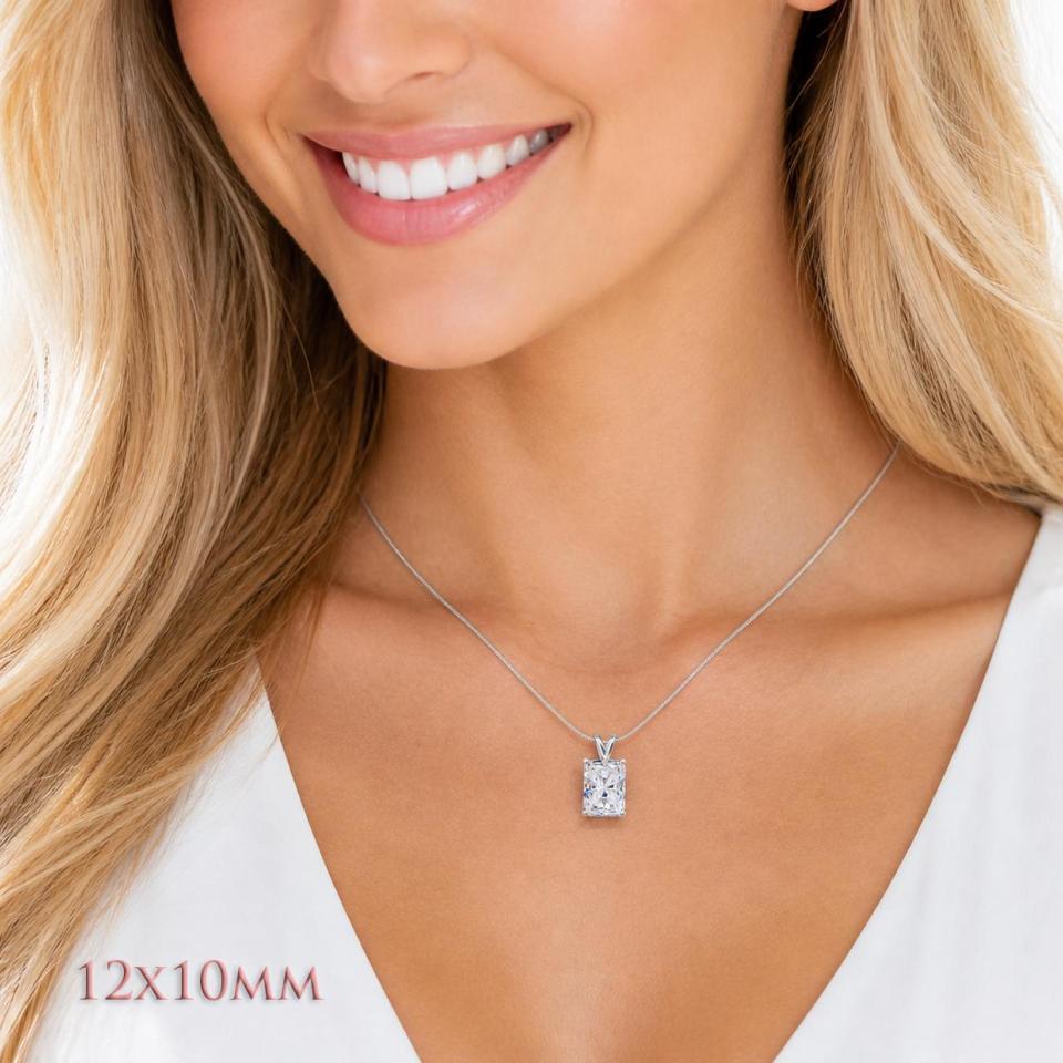 Radiant-Cut CZ Pendant or Necklace • 7x5mm—14x10mm, Sterling Silver