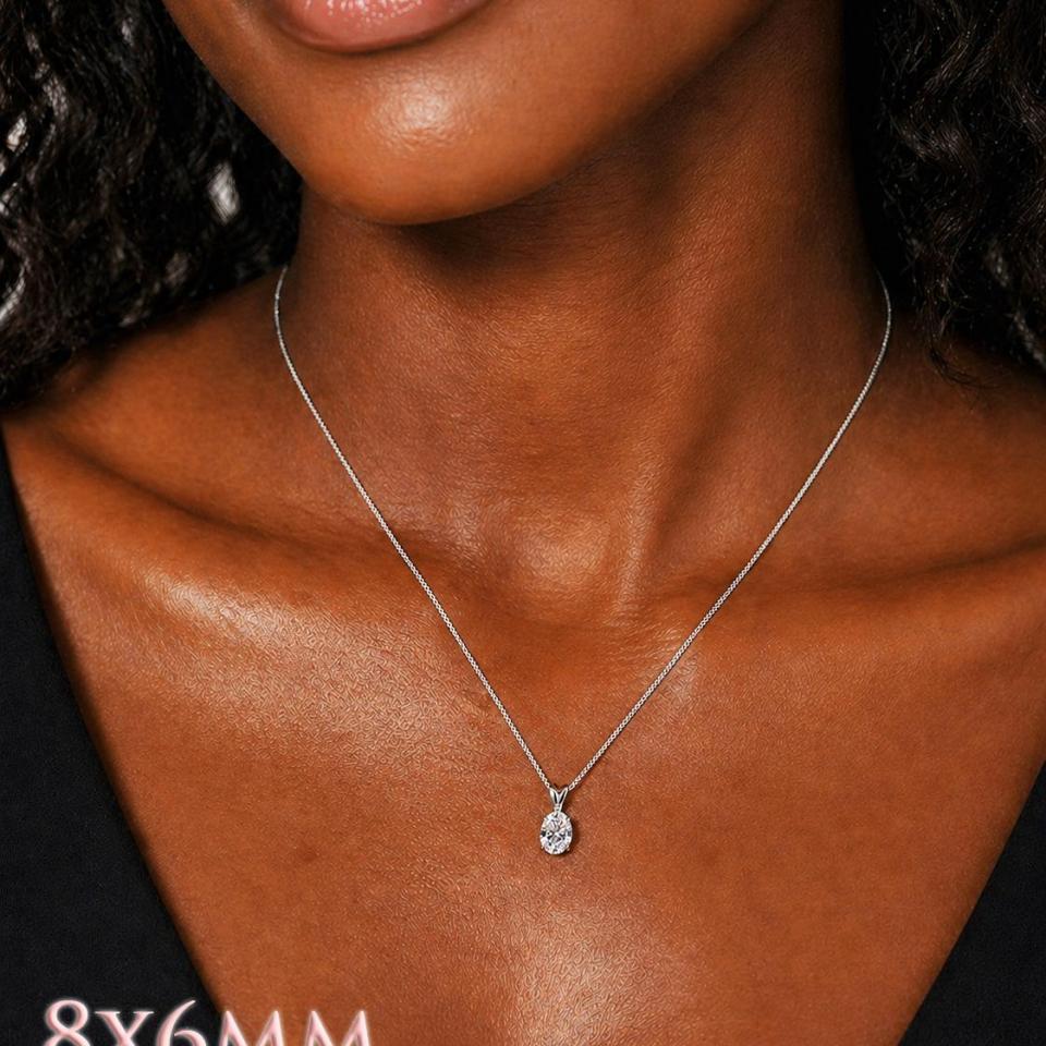 Oval-Cut CZ Pendant or Necklace • 8x6mm—14x10mm, Sterling Silver