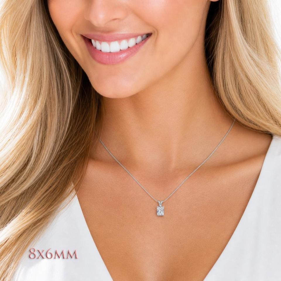 Radiant-Cut CZ Pendant or Necklace • 7x5mm—14x10mm, Sterling Silver