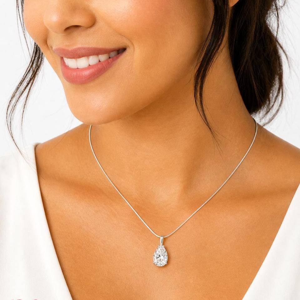 Pear-Cut CZ Pendant or Necklace • 10x7mm—15x10mm, Sterling Silver