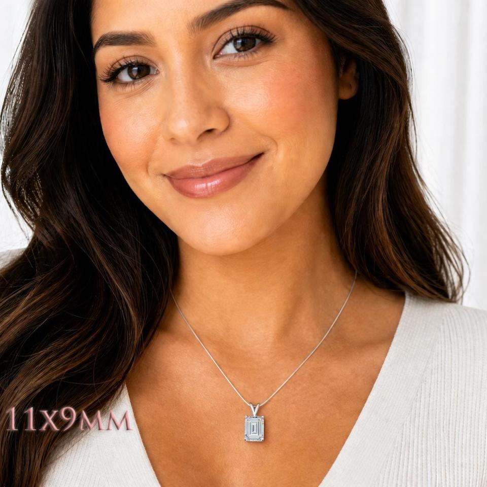 Emerald-Cut CZ Pendant or Necklace • 7x5mm—14x10mm, Sterling Silver