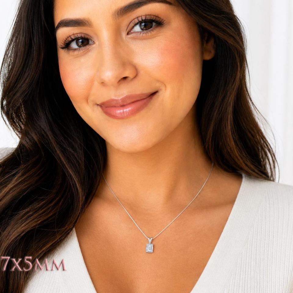 Emerald-Cut CZ Pendant or Necklace • 7x5mm—14x10mm, Sterling Silver