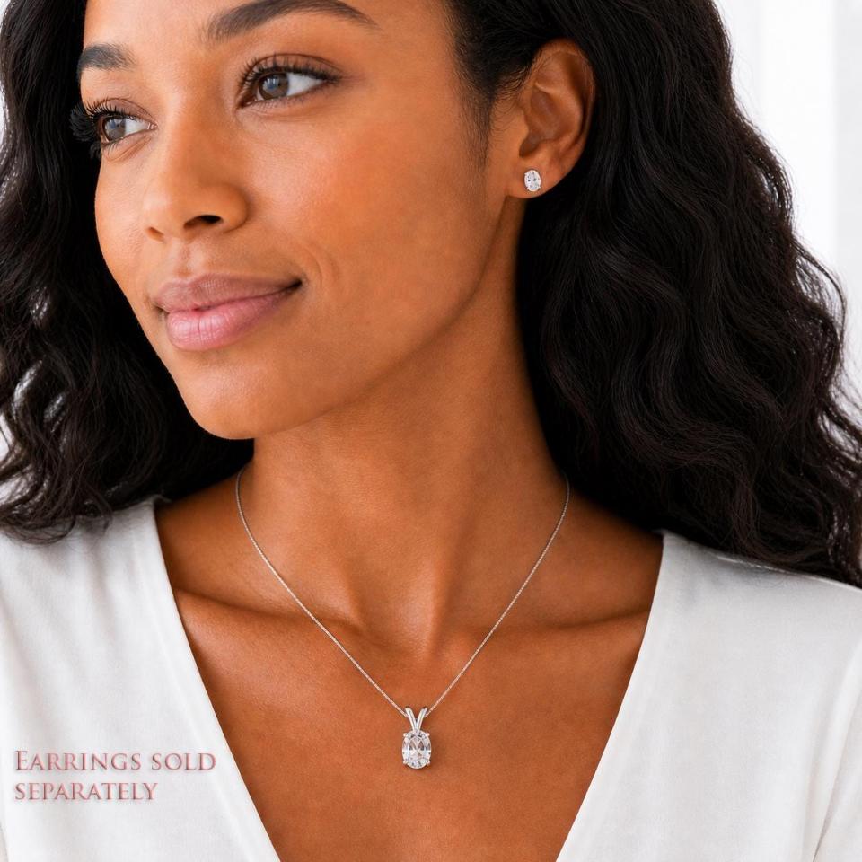 Oval-Cut White Topaz Pendant or Necklace • 8x6mm—14x10mm, Sterling Silver