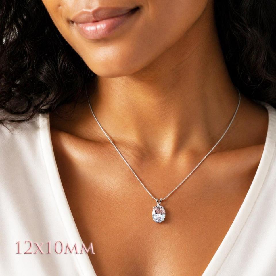 Oval-Cut White Topaz Pendant or Necklace • 8x6mm—14x10mm, Sterling Silver