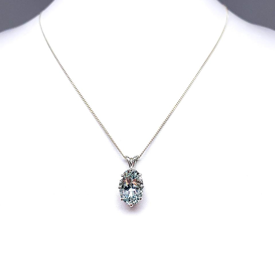 Oval-Cut Aquamarine Pendant or Necklace • 14x10mm, Sterling Silver