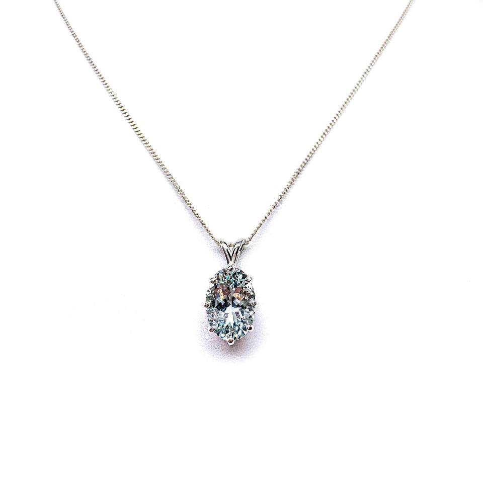 Oval-Cut Aquamarine Pendant or Necklace • 14x10mm, Sterling Silver