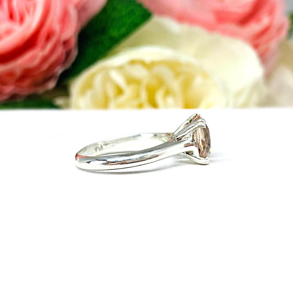 Cushion-Cut Peach Morganite Ring • 8mm, Sterling Silver, Size 5.25