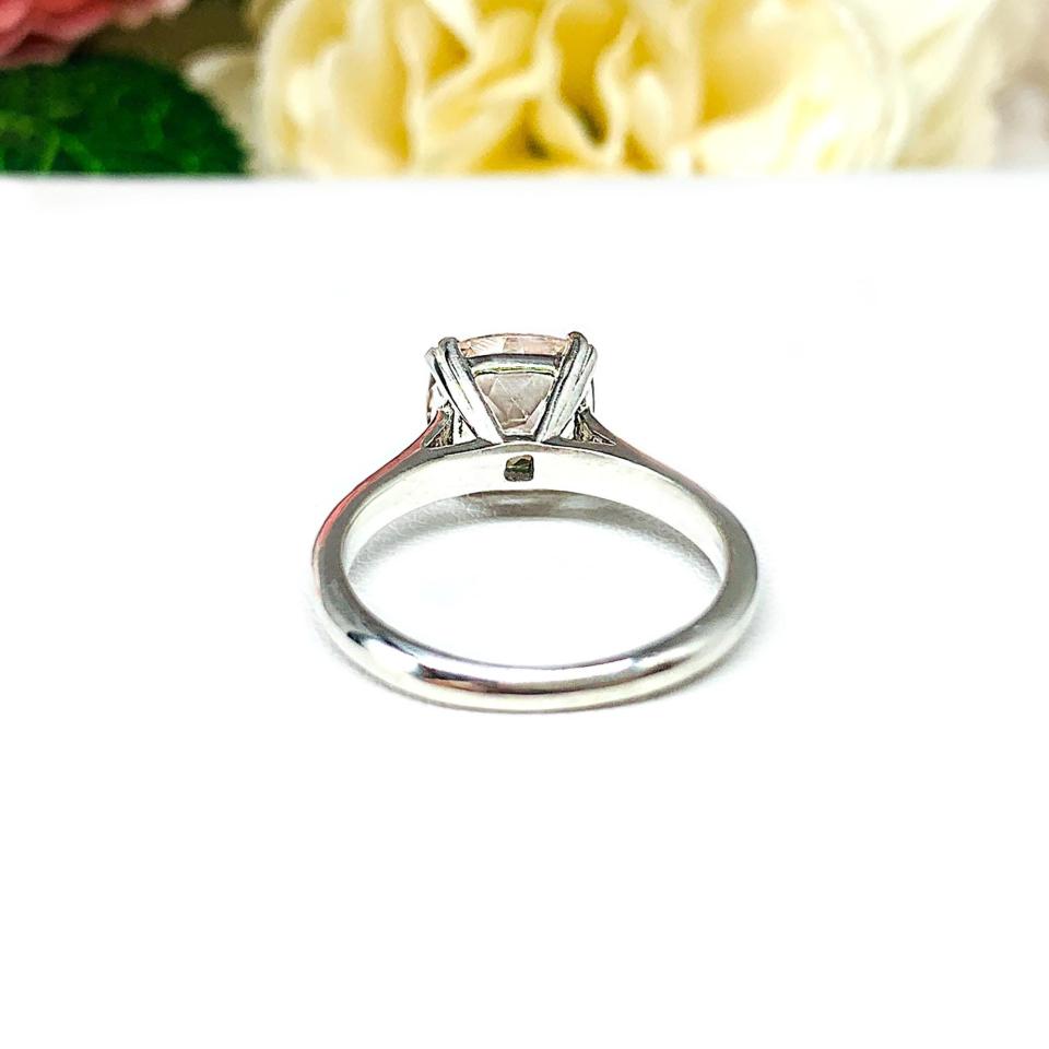 Cushion-Cut Peach Morganite Ring • 8mm, Sterling Silver, Size 5.25