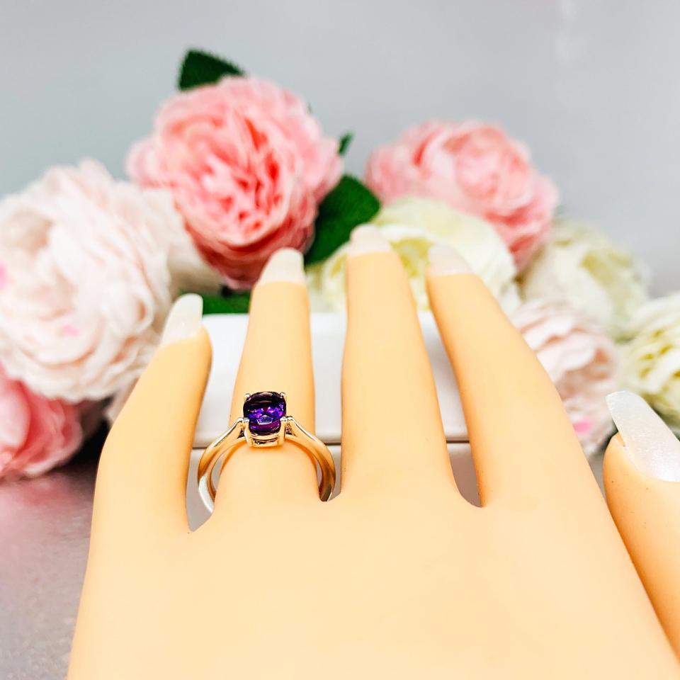 Oval-Cut African Amethyst Solitaire Ring • 7x5mm—9x7mm, Sterling Silver
