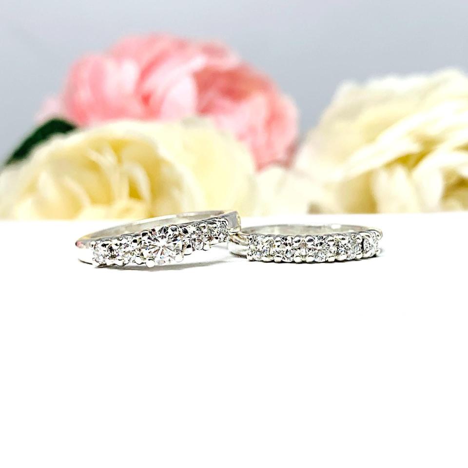 Graduated Moissanite Bridal Ring Set • 4mm Center, Sterling Silver
