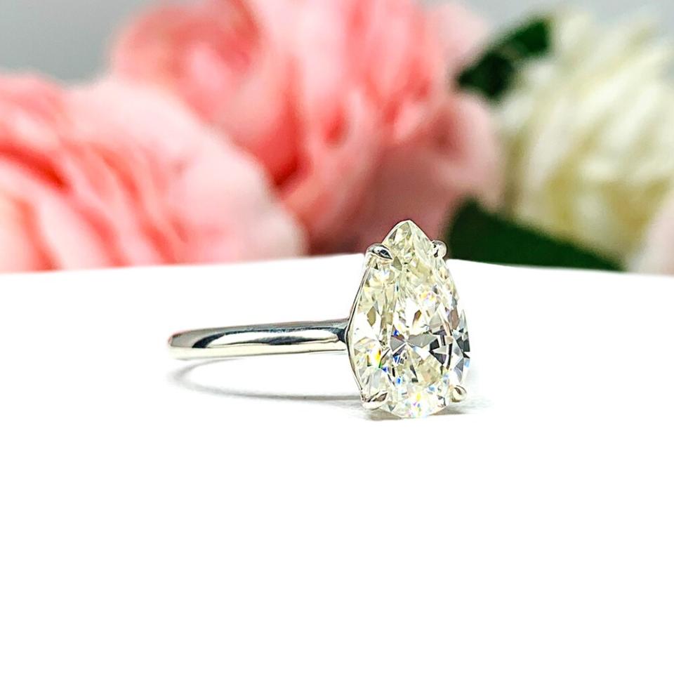 Pear Near Colorless 12x8mm Cubic Zirconia Engagement Ring SIZE 8 FINAL SALE
