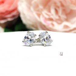 Oval Cubic Zirconia 14k Gold Stud Earrings