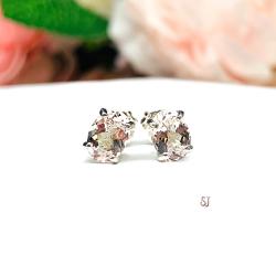 Peach Morganite Oval Stud Earrings Natural 7x5mm Sterling Silver CLEARANCE