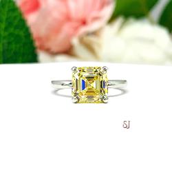 Canary Asscher CZ Engagement Ring