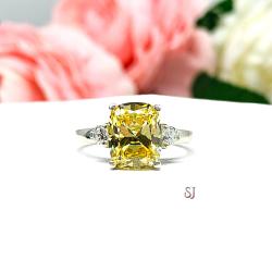 Elongated Cushion Canary Cubic Zirconia Engagement Ring