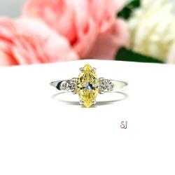 Canary Marquise CZ Engagement Ring Round Accents Sterling Silver