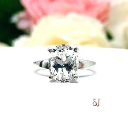 Natural White Topaz Oval Wide Band Ring Size 6 FINAL SALE