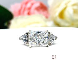 Radiant CZ 10x8mm East West Trillions Engagement Ring