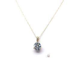 Moissanite 14k Gold Martini Pendant Necklace -  Authentic round moissanite - Solid gold setting -  FREE 3RD DAY UPS