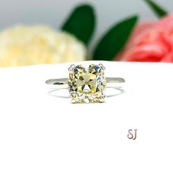 Yellow Old Mine Cut 8mm CZ Engagement Ring