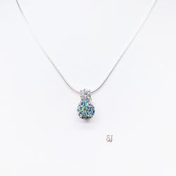 Two Stone Blue Moissanite Pendant Necklace - 2.5 cts total round authentic moissanites - Sterling silver setting - Sterling silver chain