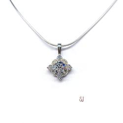 Round CZ Pendant Antique Art Deco Sterling Silver Necklace