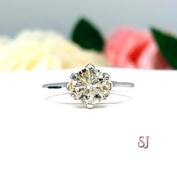 Round Moissanite 6 Prong Engagement Ring - Authentic moissanite - Sterling silver tulip setting