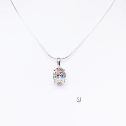 Oval CZ Pendant Sterling Silver Necklace Near Colorless Cubic Zirconia