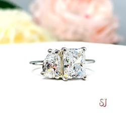 Pear Radiant CZ 2 Stone Engagement RingToi Et Moi You and Me