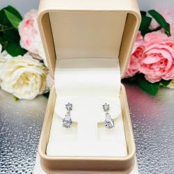 Drop or Hoop Earrings Gift Presentation Box - Shimmer champagne color - Includes ivory color outer box