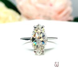 Marquise CZ Engagement Ring Sterling Silver Cathedral Near Colorless CZ