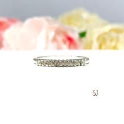 Round Near Colorless CZ Wedding Band 2mm Seven Stone