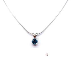 London Blue Moissanite Pendant Necklace - Round authentic moissanite - Sterling silver setting