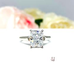 Radiant CZ Engagement Ring Cathedral Setting