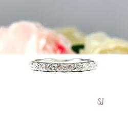 Round Moissanite Wedding Band -  2.5mm authentic moissanites - Sterling silver half-eternity setting